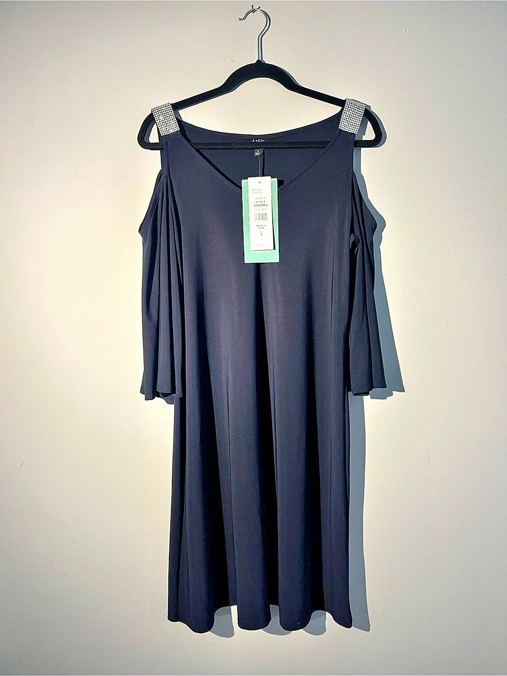 MSK Embellished Cold-Shoulder Dress Black Mini Dress